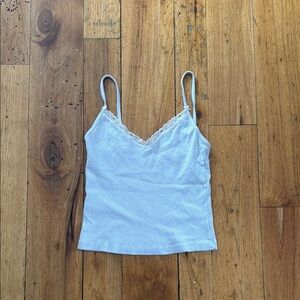 Brandy Melville Light Blue Striped Cami with Lace